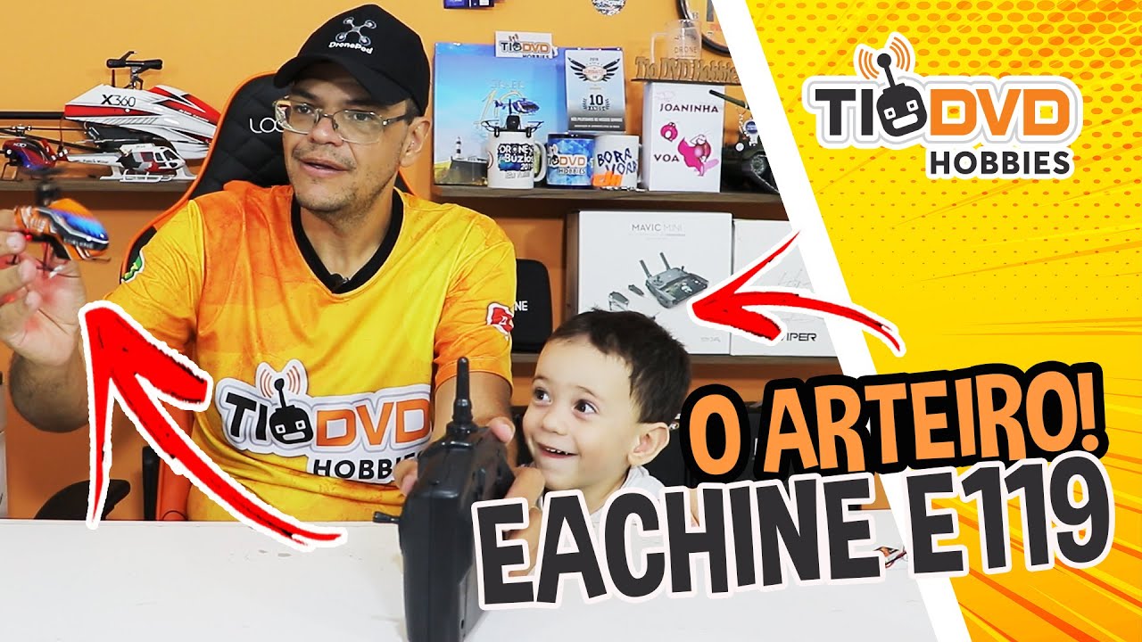 EACHINE E119 HELICÓPTERO DE CONTROLE REMOTO BOM E BARATO PARA INICIANTES -  UNBOXING TESTE E CRASH