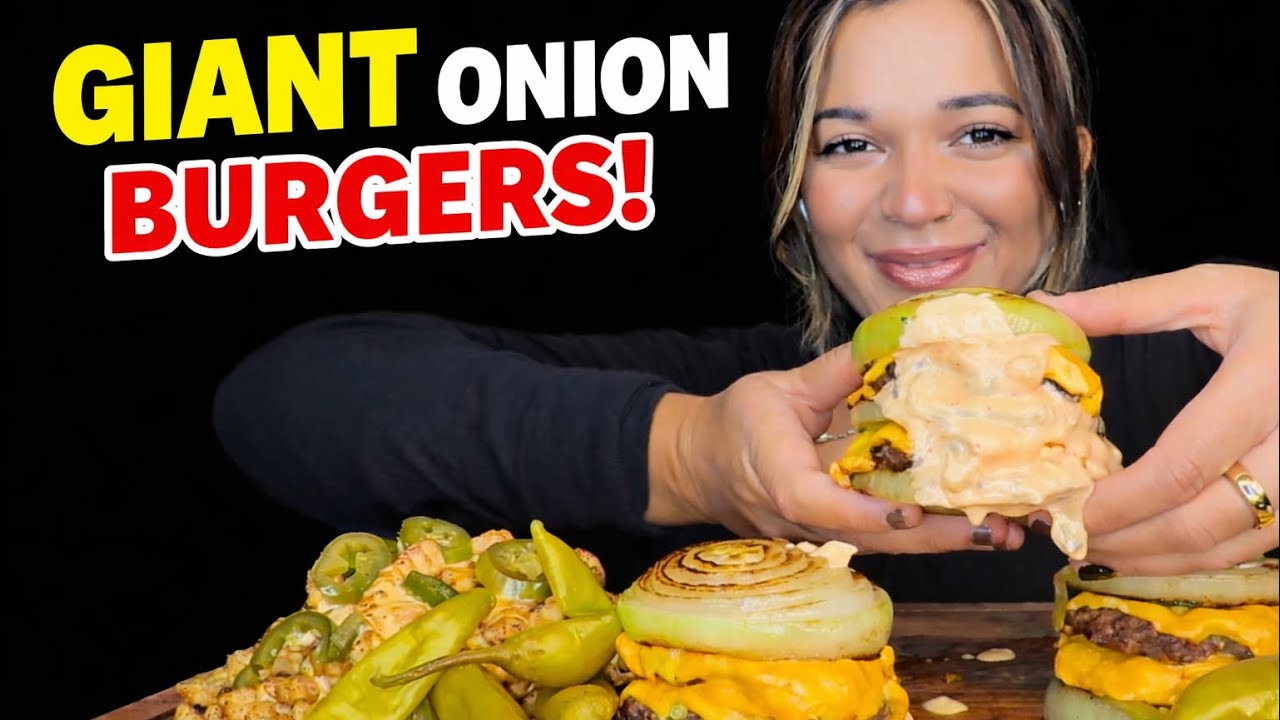ASMR JUICY ONION BURGER (NO TALKING) EATING SOUND