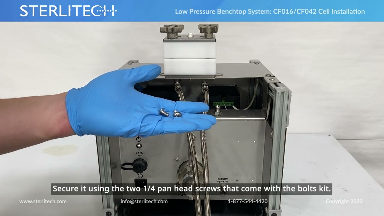 How to Install the Sterlitech CF016/CF042 Cell on the Sterlitech Low Pressure Benchtop System