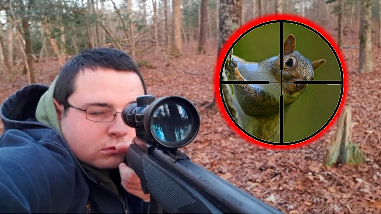 Squirrel Hunting with a 22 Long Rifle (Head Shot Only Challenge!)