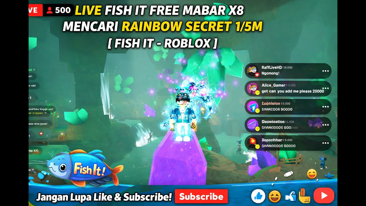 FISH IT LIVE FREE MABAR X8 + CHILL STREAM MENCARI RAINBOW SECRET  [ FISH IT - ROBLOX ]