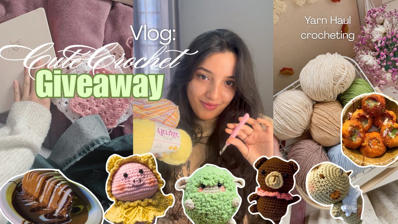 Cute Giveaway Prep Vlog |  yarn haul , crocheting cute keychains🩷🎀