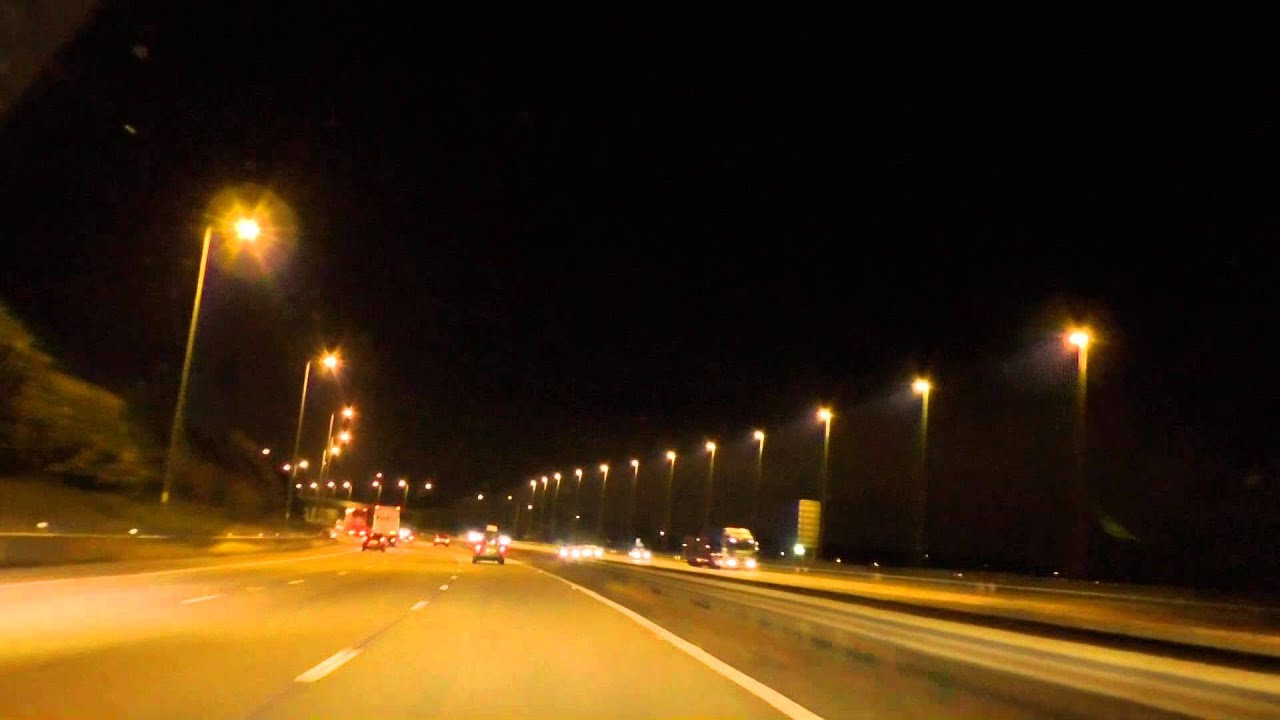 Night Drive On The M5, M6, M62 & M57 Motorways From Worcester To Liverpool , UK 9th October 2015
