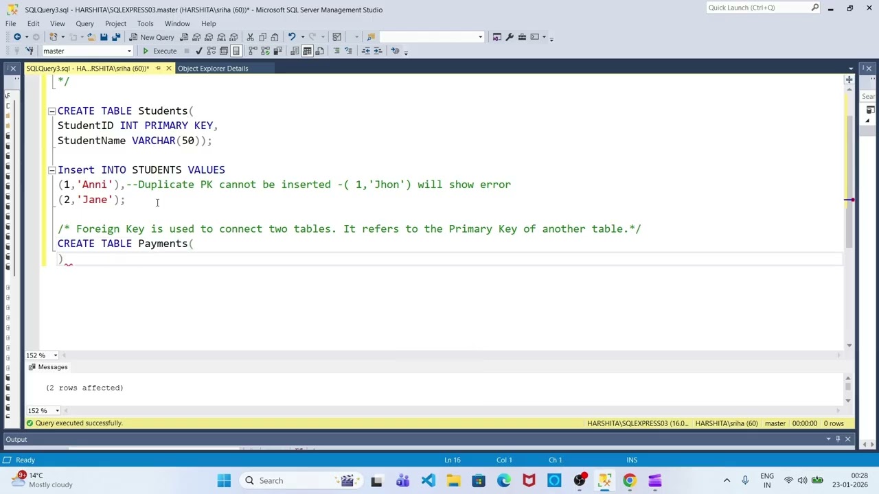 Primary Key vs Foreign Key in SQL Server | Differences with Real-Time Example