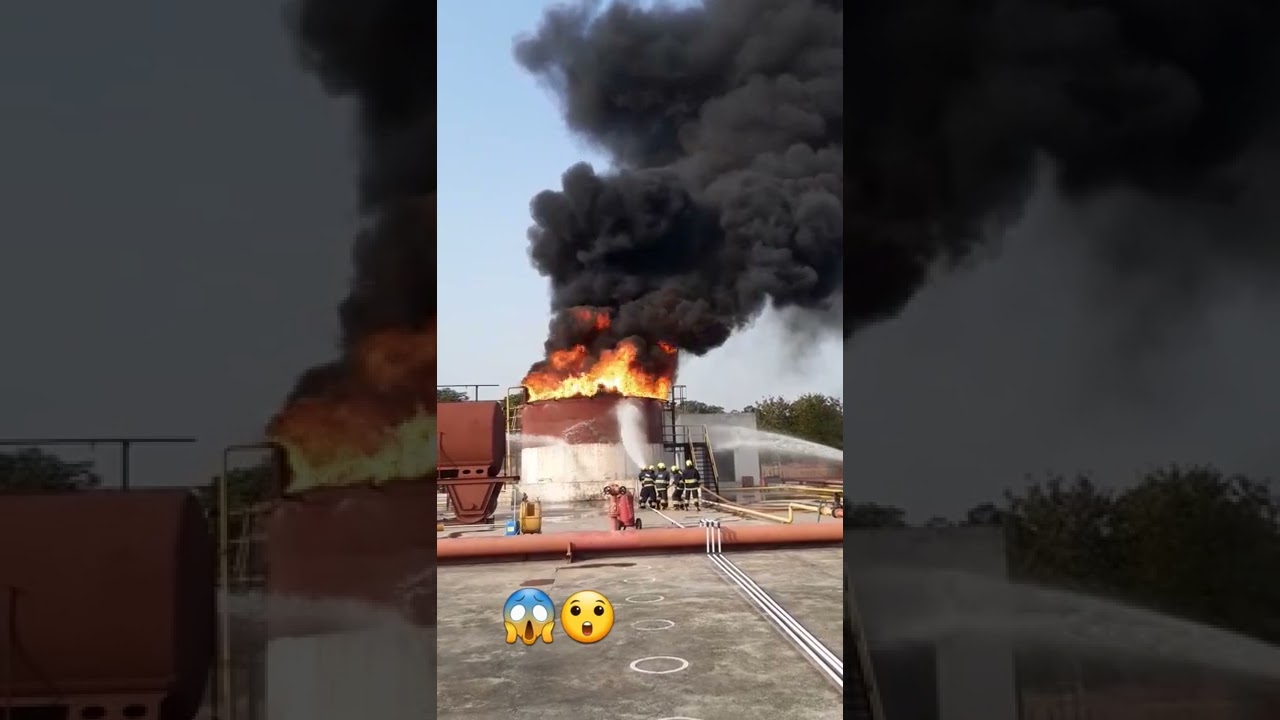 Big Fire In Diesel Storage Tank. 🔥#shorts