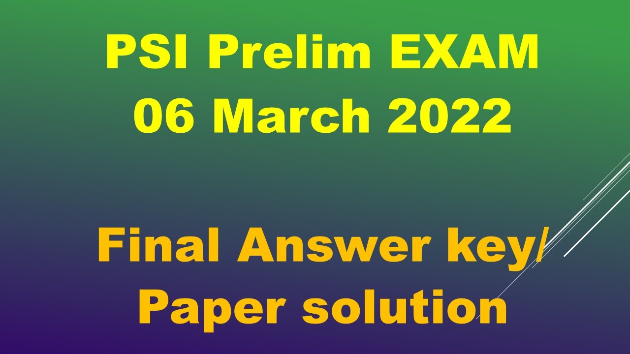 PSI Final Answer key 2022 Exam Date 6 March 2022 in Gujarati