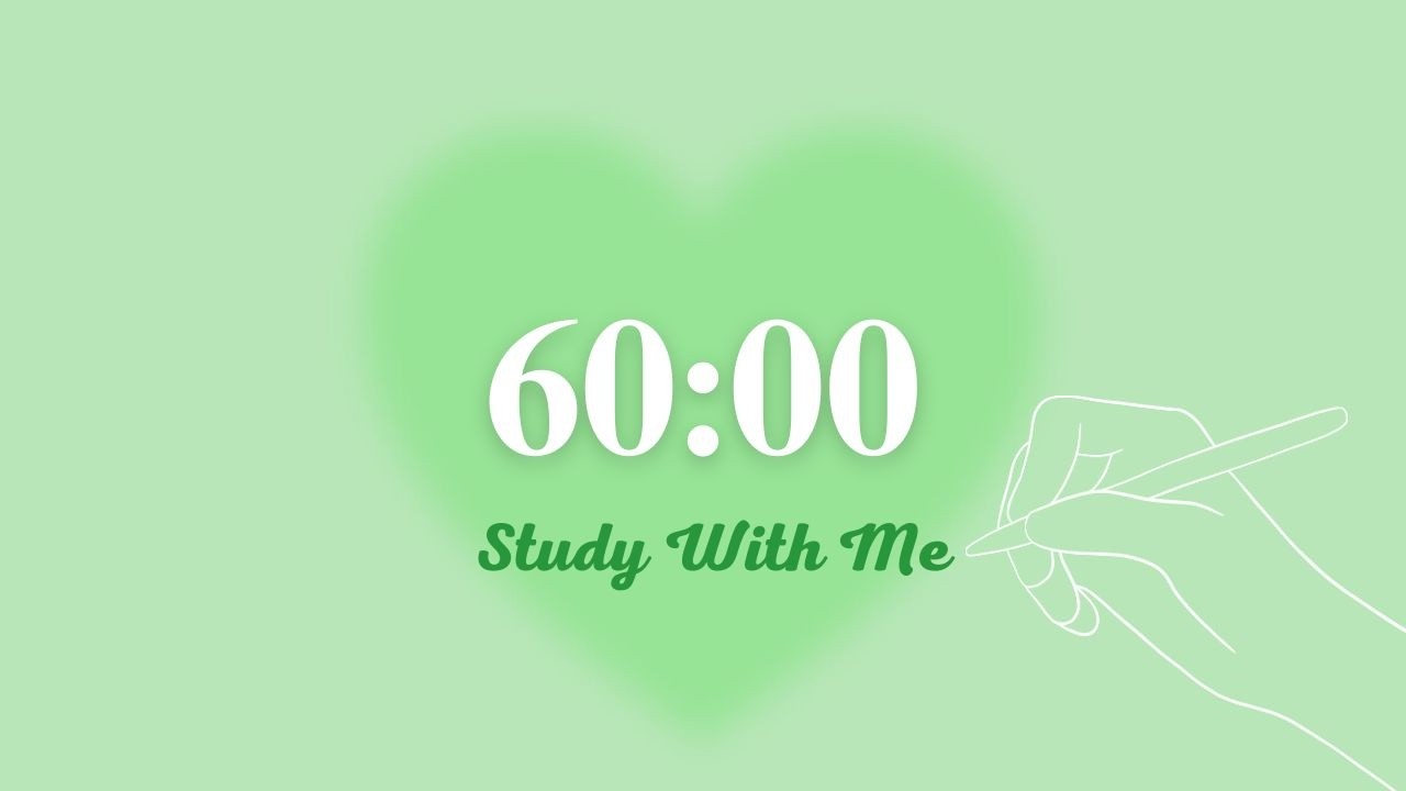 1 Hour Silent Study Timer | Soft Alarm Only | Pastel Green Aesthetic 💚 | ADHD-Friendly
