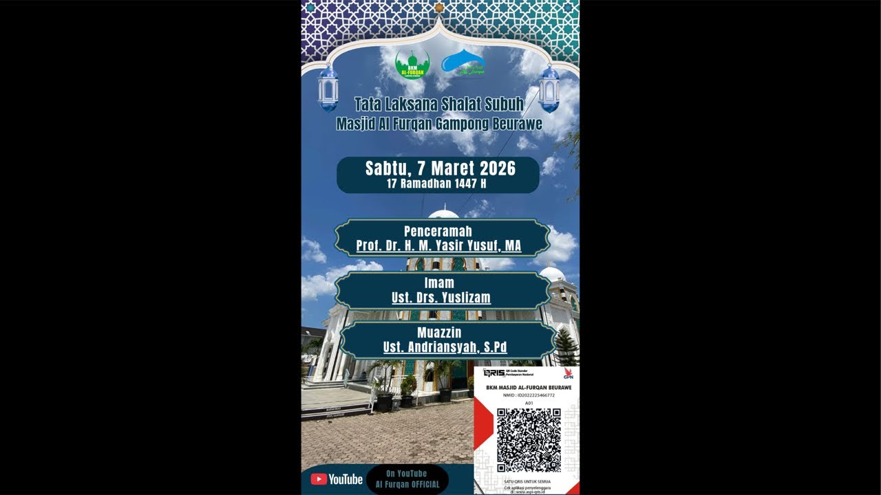Live Ceramah Subuh Ramadhan ke 17 Oleh Prof. Dr. H. Muhammad Yasir Yusuf, MA