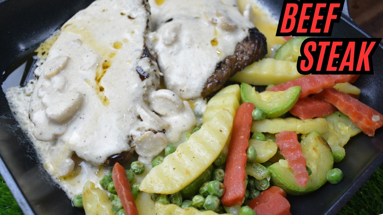 PERFECT STEAK🥩 RECIPE WITH MUSHROOM SAUCE | JUICY BEEF STEAK🥩 -RESTAURANT STYLE  AT HOME |