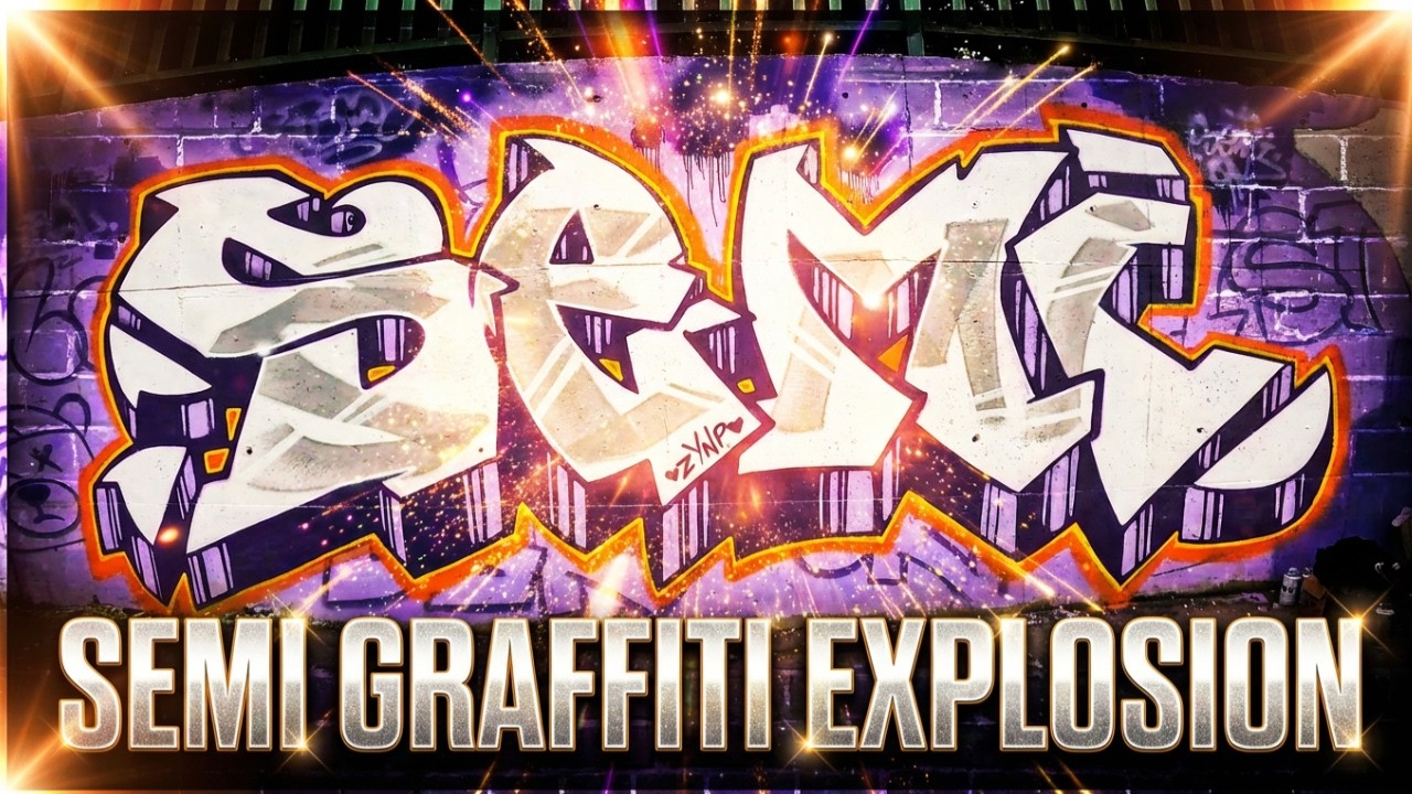 SEMI Graffiti Explosion 💜🧡 | Purple, Orange & White Wall Transformation