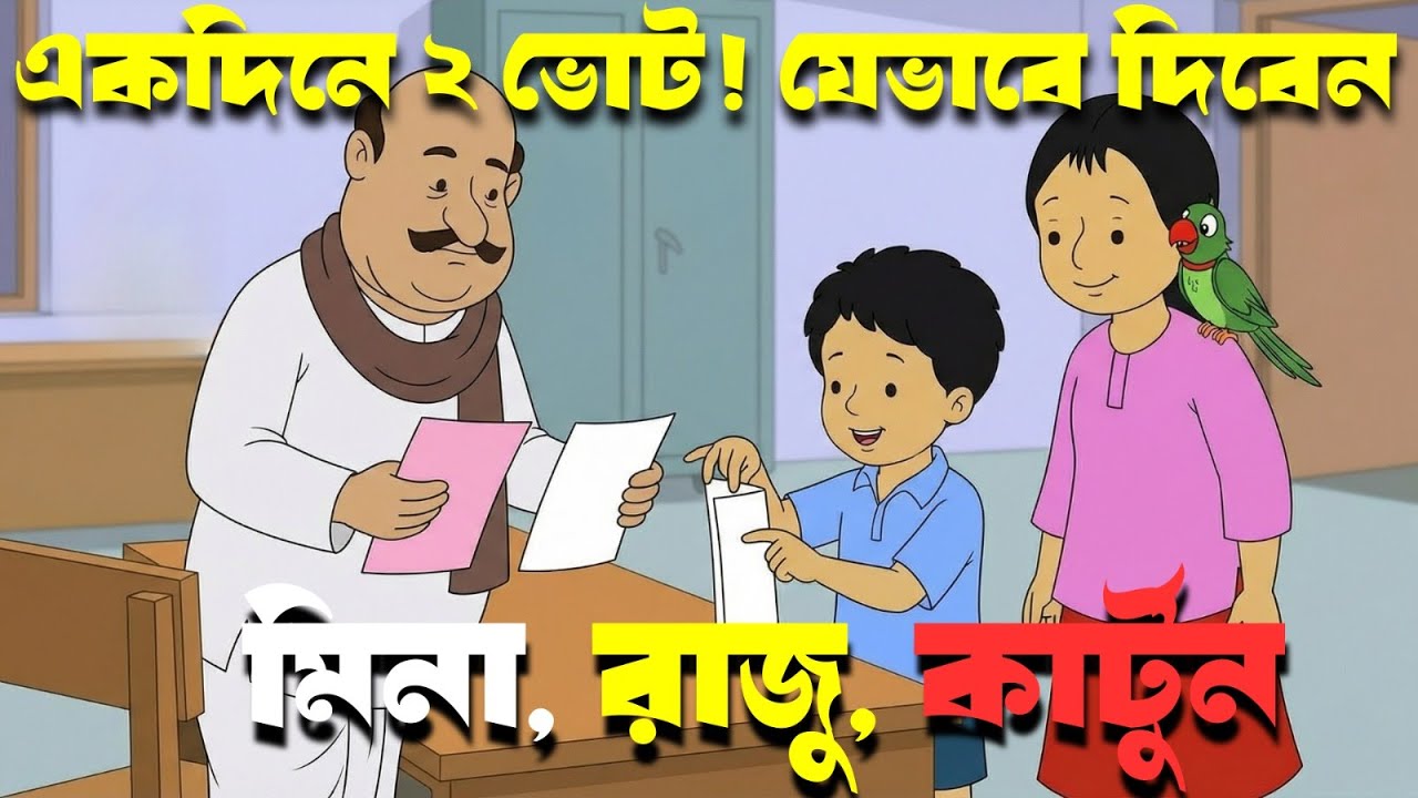 একদিনে ২ ভোট! যেভাবে দিবেন? দেখুন মিনা-রাজুর কার্টুনে #MeenaRaju  #meenacartoon