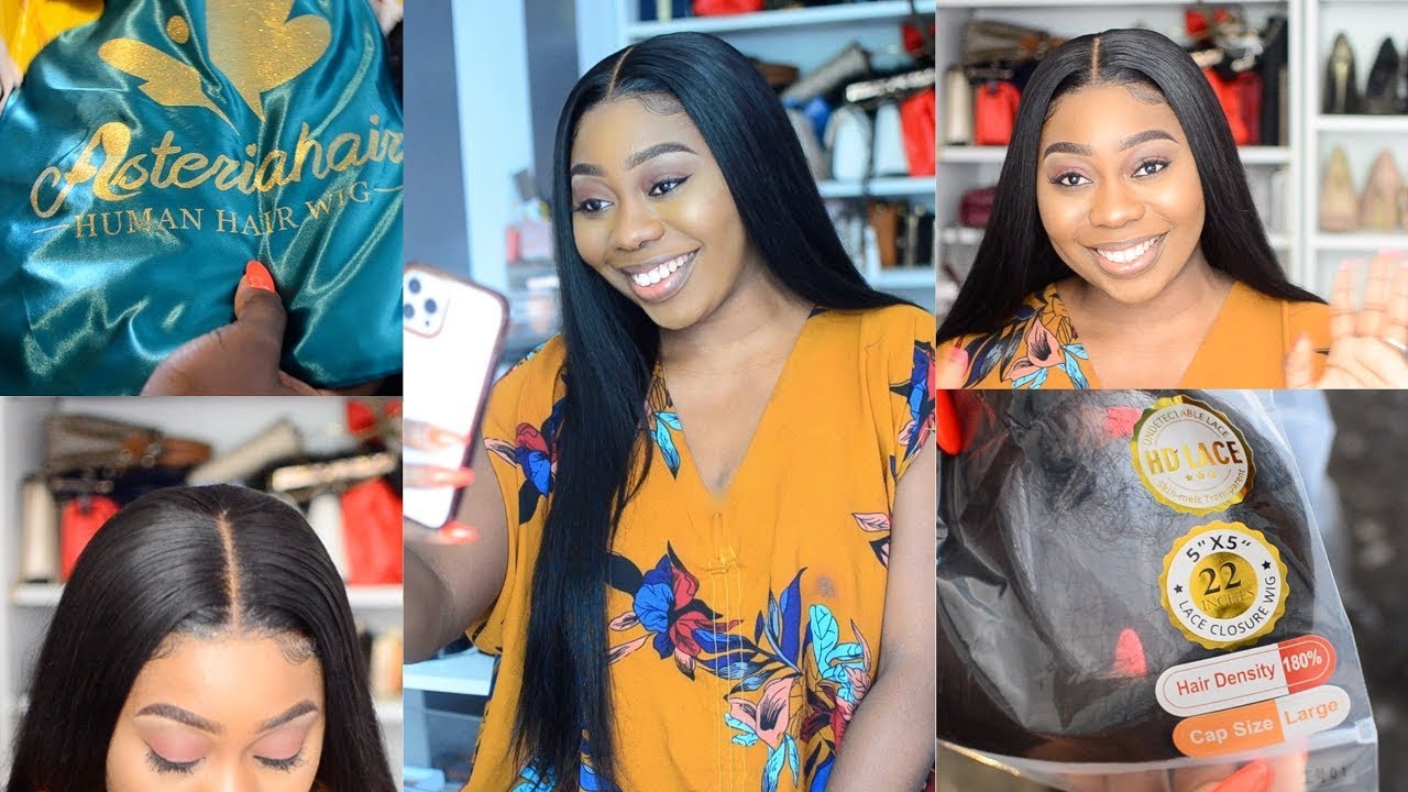 SUPER SLEEK STRAIGHT 5X5 CLOSURE WIG INSTALL & REVIEW FT ASTERIA HAIR 22 INCHES BONE STRAIGHT WIG!