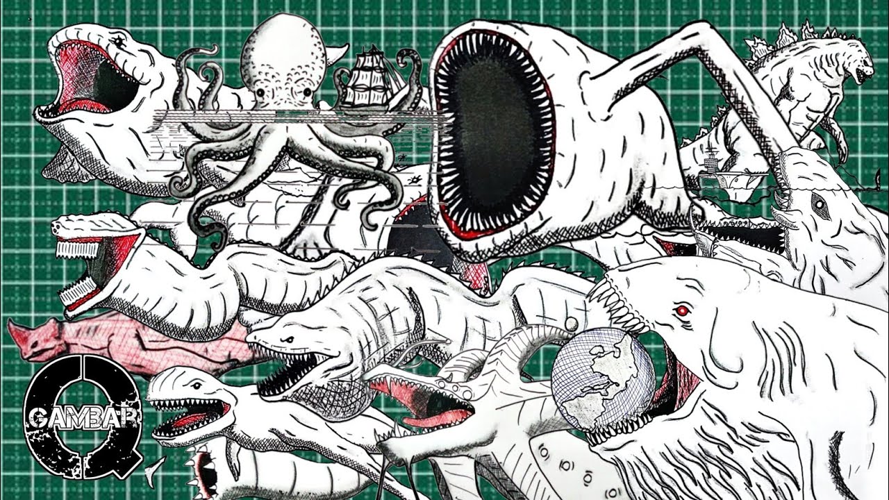 Sea Monster Drawing Collection Tour - Part 3 - Gambar Q