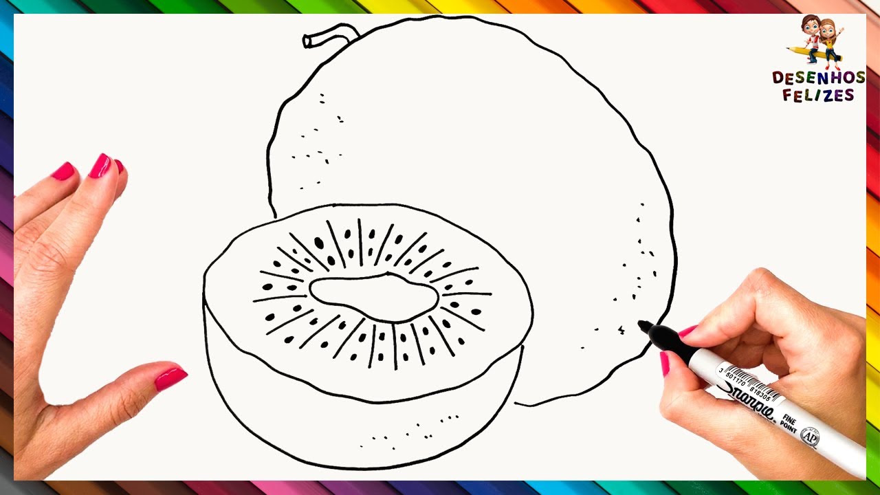 Como Desenhar Um Kiwi Passo A Passo 🥝 Desenhar Kiwi Facilmente
