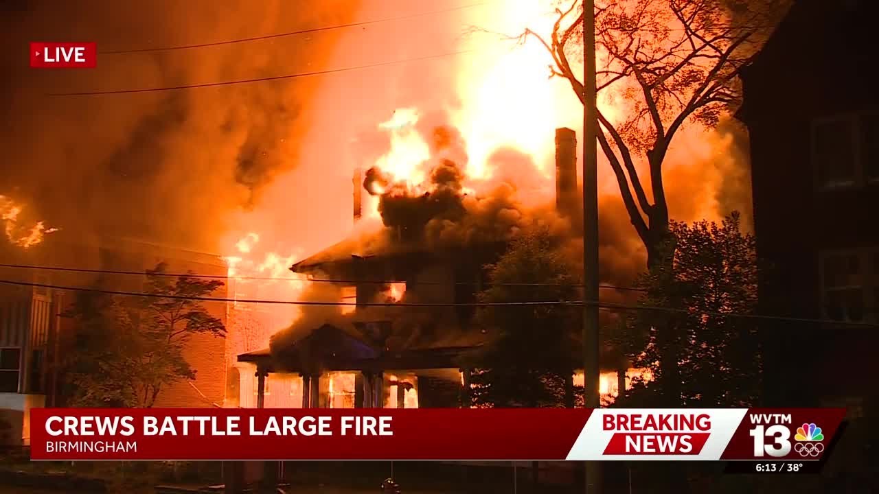 Firefighters battle large fire at businesses and apartments in Birmingham's Southside