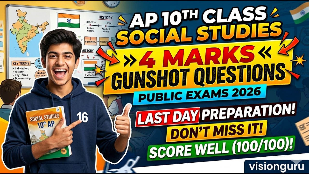 AP 10th Class Social Studies 4 Marks Gunshot Questions 2026 | Last Day Preparation | visionguru
