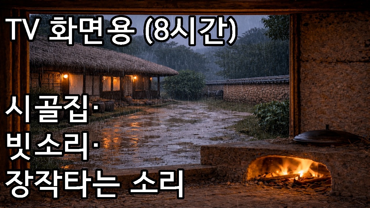 빗소리 💧 장작 타는 소리 | 8시간 아늑한 오두막 숙면 시골ASMR/Healing/Meditation/Relaxing/Rain/Fireplace/Bonfire/Sleep
