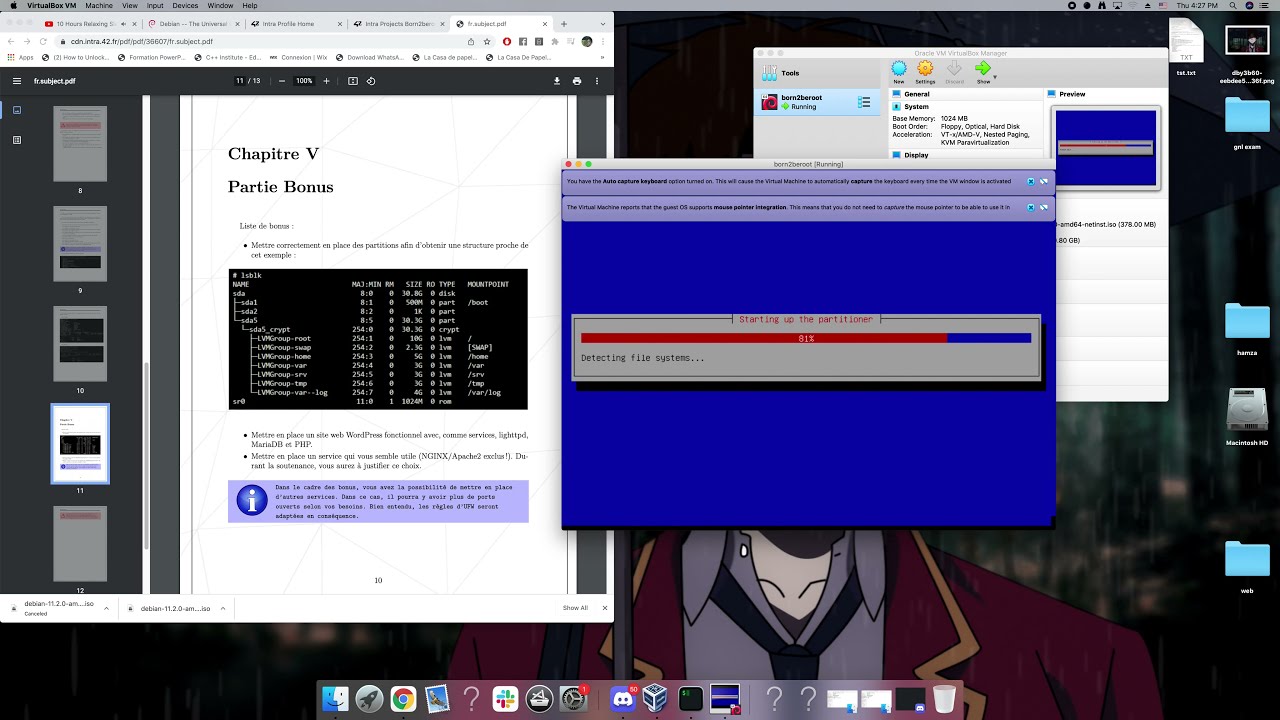 Born2beroot project walk through from 42 network for partition with bonus part(no audio)