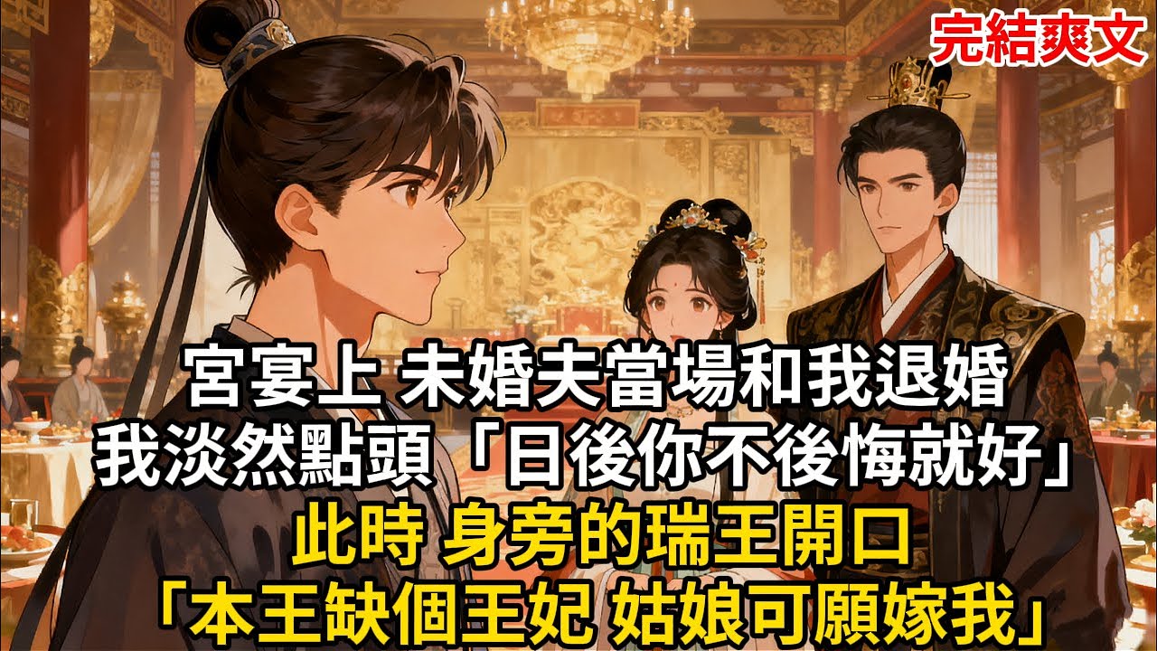 宮宴上 未婚夫當場和我退婚 我淡然點頭「日後你不後悔就好」此時 身旁的瑞王開口「本王缺個王妃 姑娘可願嫁我」#古言 #小説 #古風 #愛情 #情感故事 #爽文 #完結