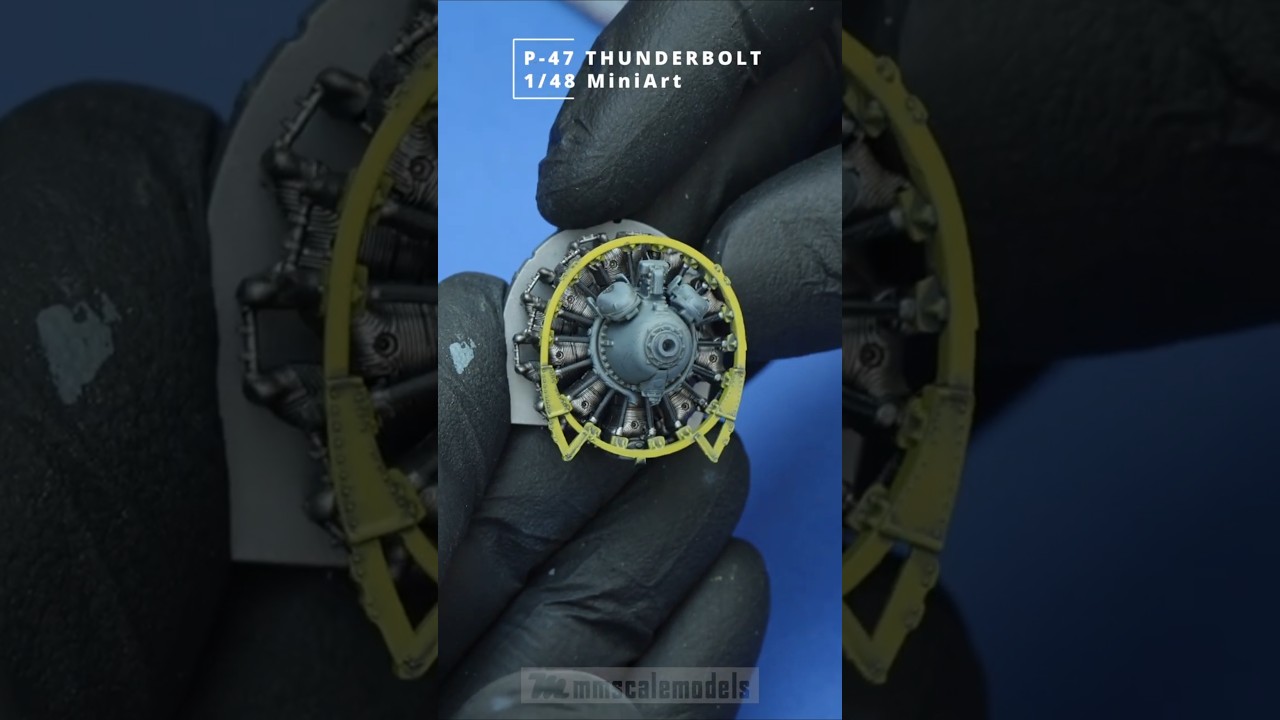 Engine weathering and assembly P-47 Miniart 1/48 #aviation #scalemodel #modelairplane