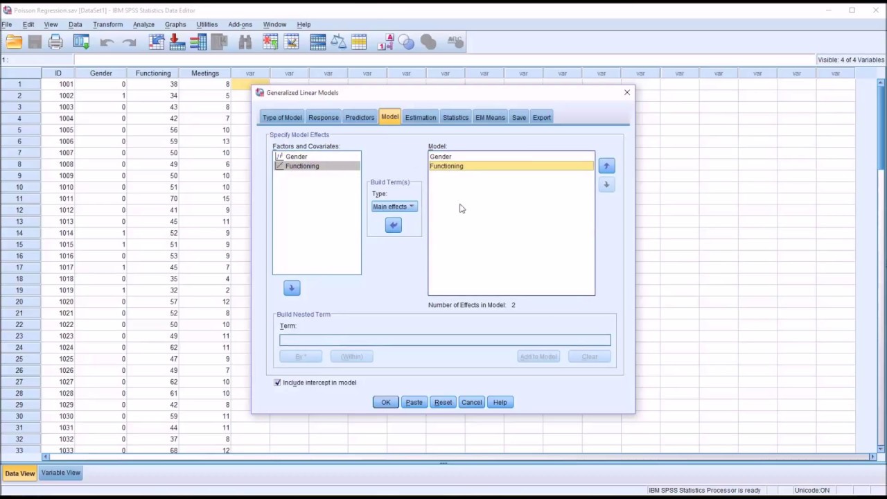 Poisson Regression Analysis in SPSS with Assumption Testing