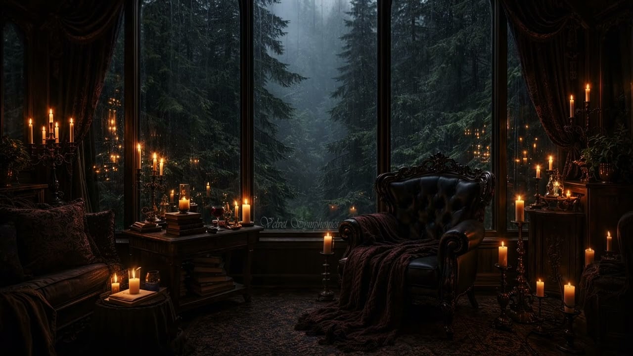 Gothic Reading Nook in the Rain | Window Ambience for Deep Focus, Relaxation & Study (3 hours)