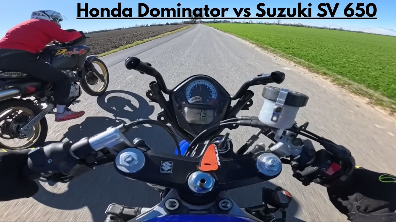 Suzuki SV 650 VS Honda Dominator , RACE, ACCELERATION