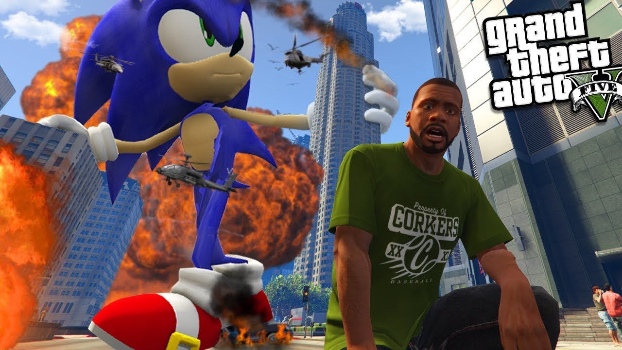 SONIC THE HEDGEHOG becomes a GIANT (GTA 5 Mods)