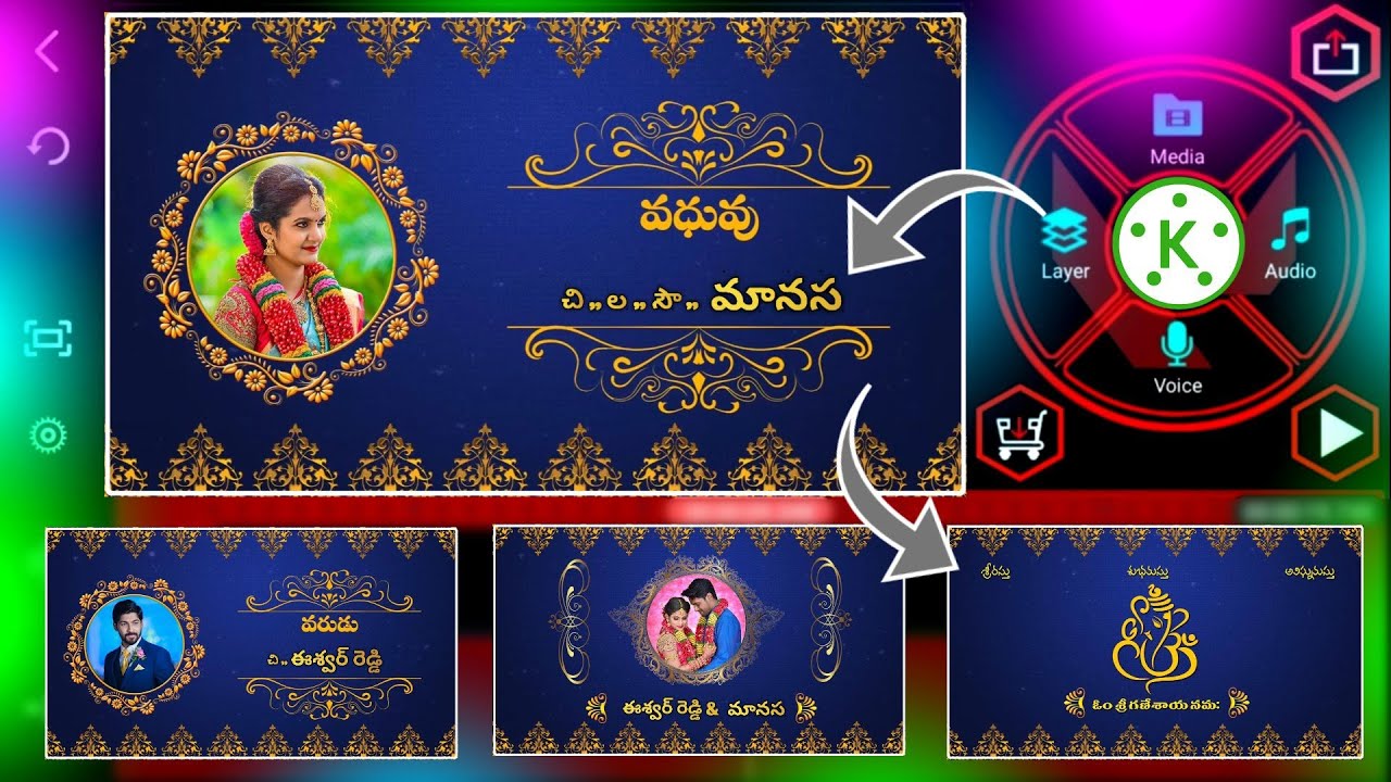 how to make Indian wedding invitation video edit with kinemaster, marriage editing videos in Telugu
