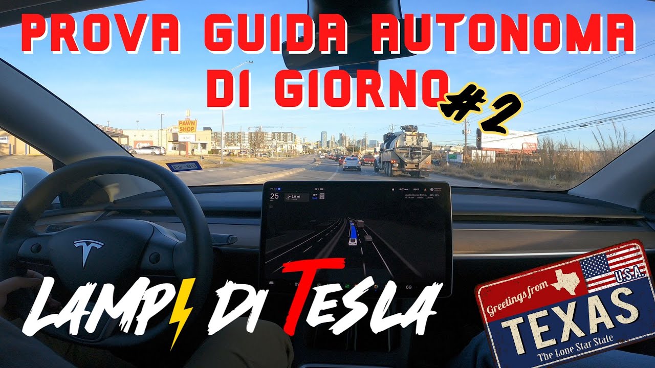 Guida autonoma di giorno ad Austin⚡️Lampi di Tesla