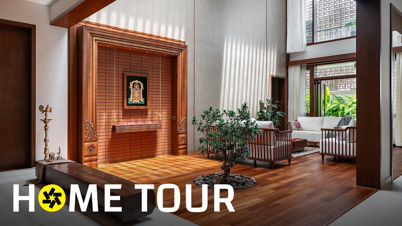 This 2500 sq.ft. Courtyard Home Has a Unique Pooja Space! (House Tour)