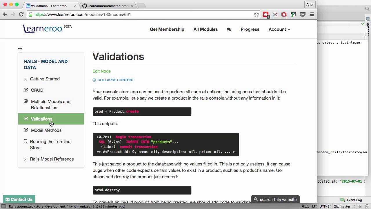 Rails Model and Data in RubyMine