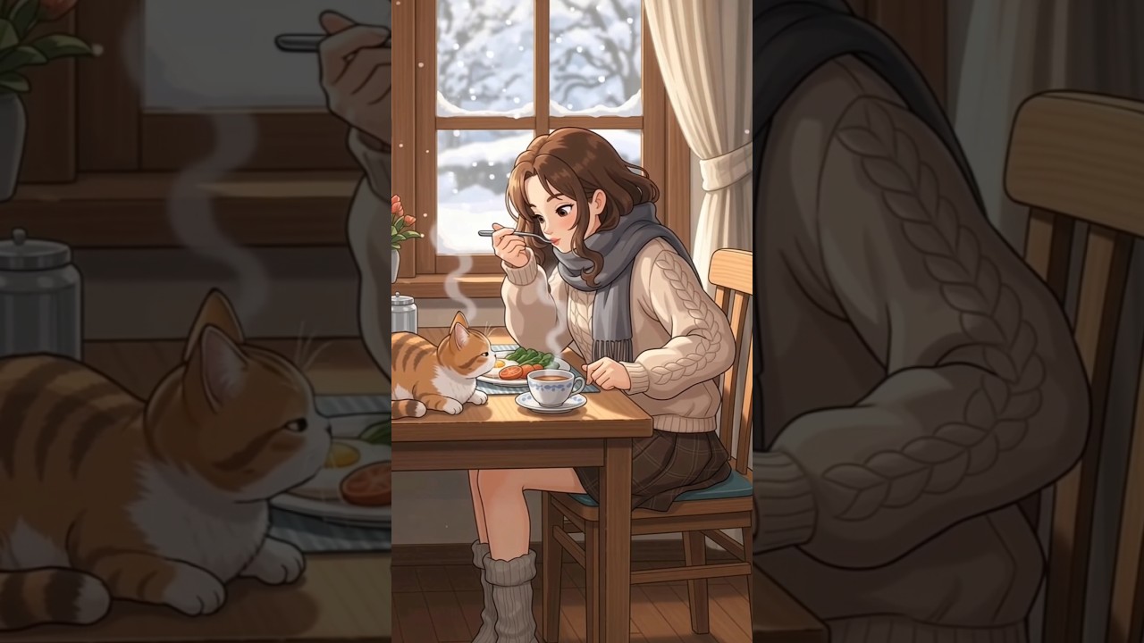 A Peaceful Winter Morning in the Countryside ❄️ #ghibli #anime #like #dailyvlog #viralvideo