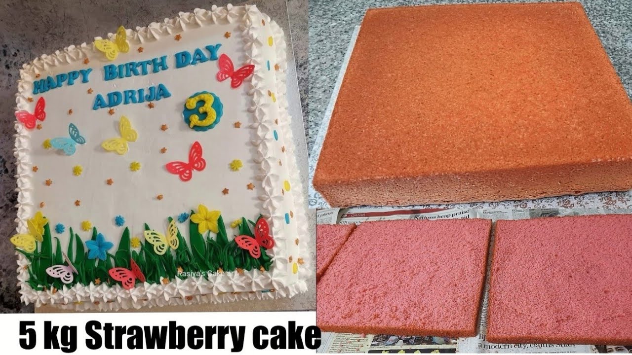 5 kg Birthday Cake. 5 kg Strawberry Cake. Sheet Cake Decoration