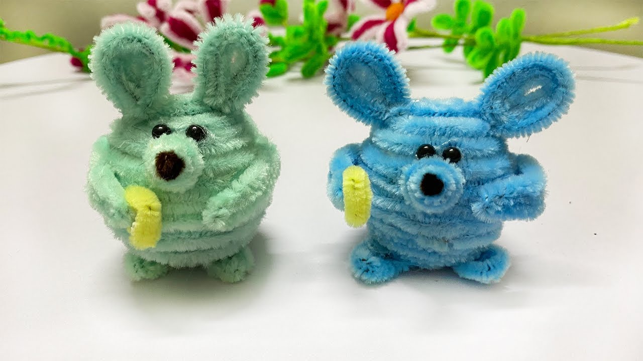 DIY - How to make cute mouse with pipe cleaner | Make cute animal with pipe cleaner