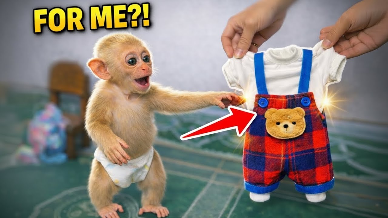 Look how excited little monkey Bibi is with his new toy!