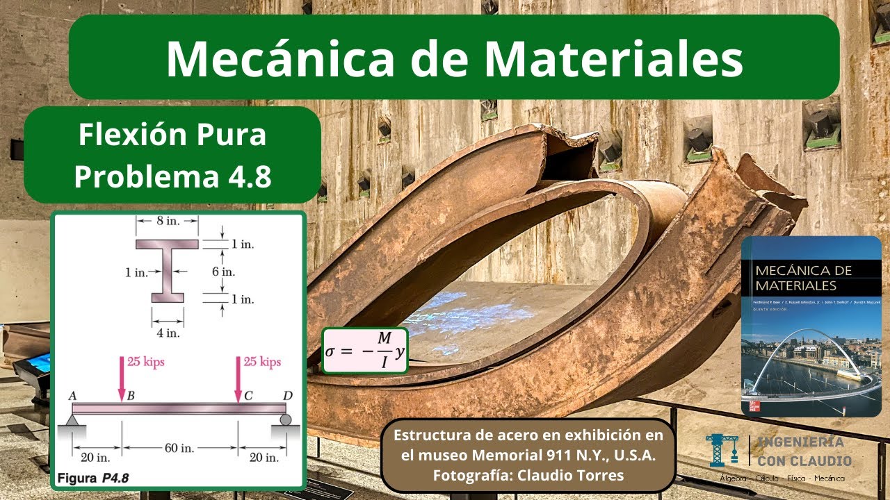 Mecánica de Materiales - Flexión Pura - Problema 4.8 Beer and Johnston
