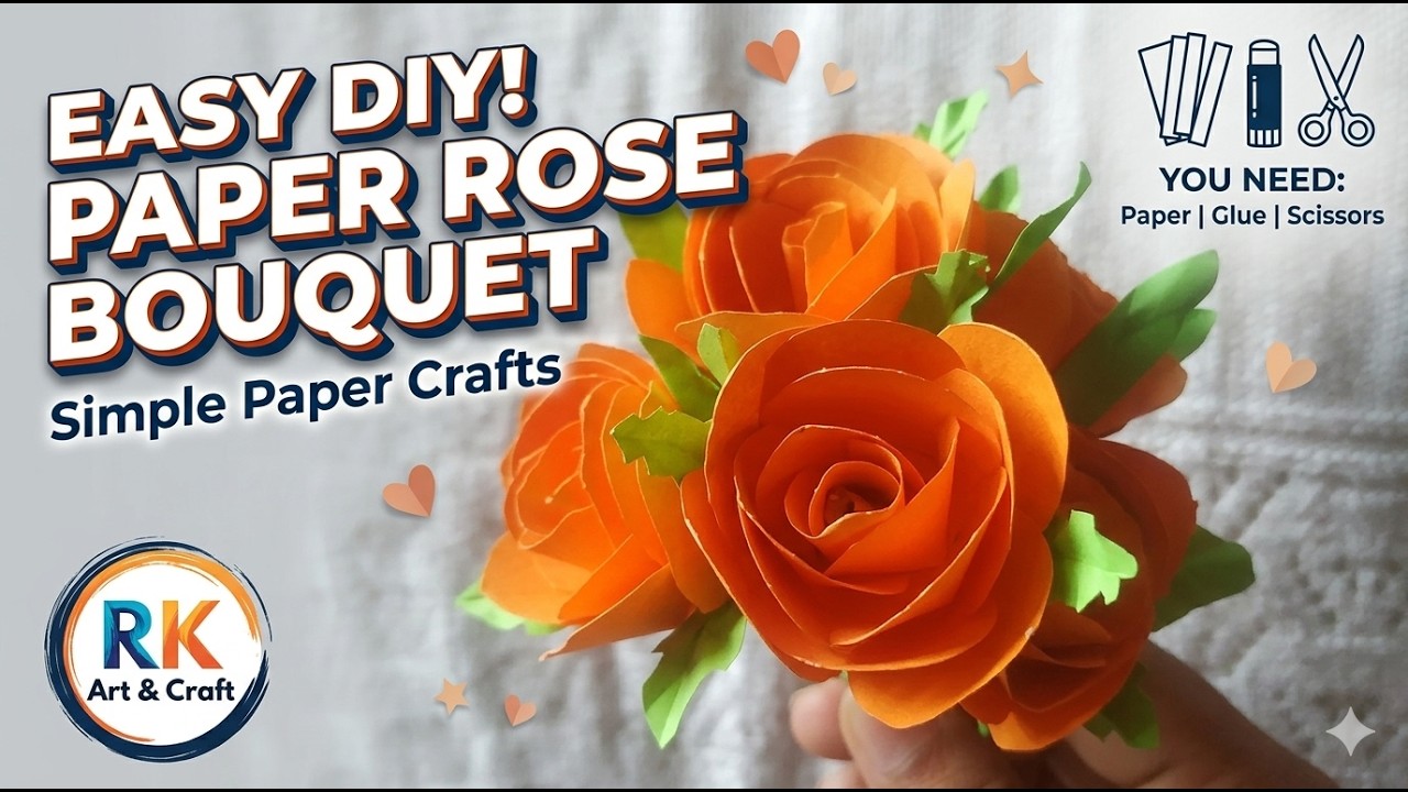 DIY Chart Paper Orange Flowers 🌼 | Easy Paper Flower Craft Tutorial for Kids & Beginners