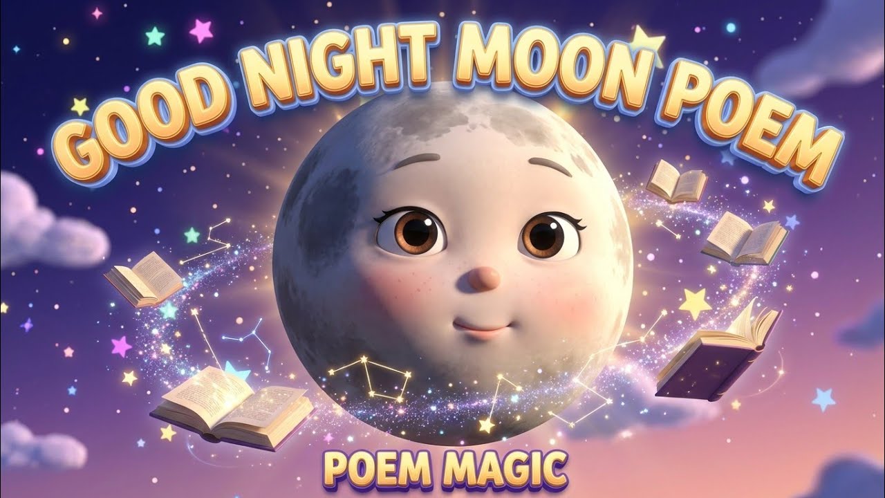 Good Night Moon 🌙 | kids poem | Soft Bedtime Poem for Kids | night song kids 