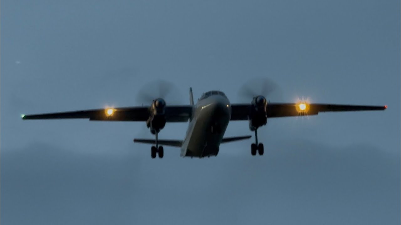 Rare An26B from Vulkan Air Cargo Overhead Approach a Windy Prestwick!