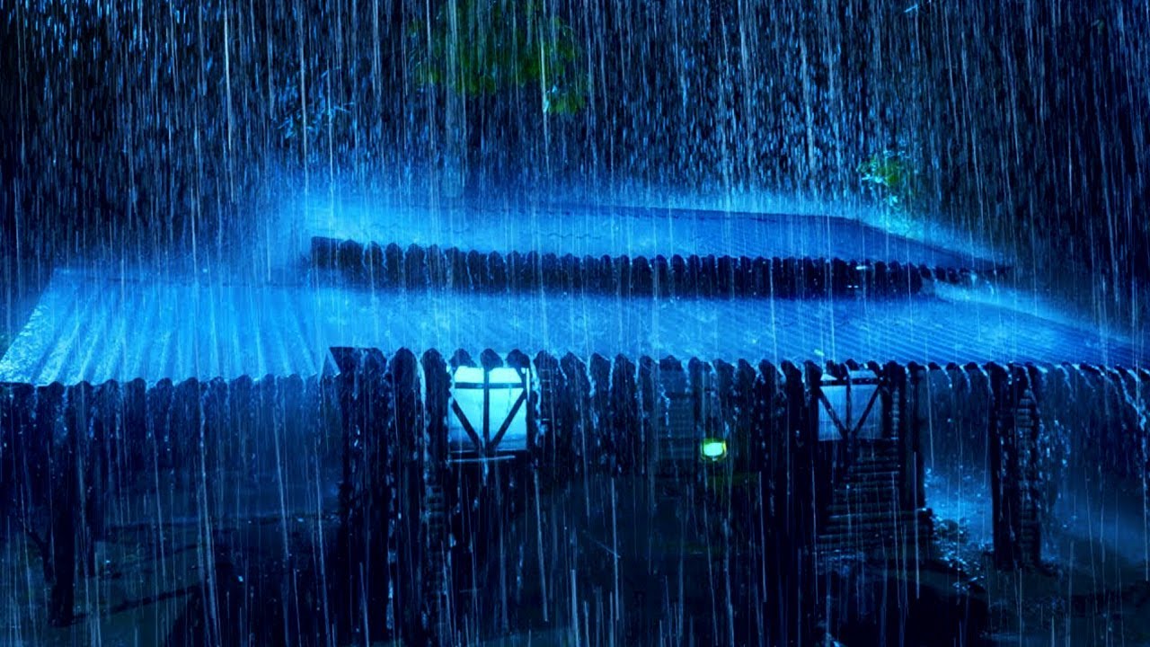Torrential Rain Sounds on Metal Roof with Strong Thunder at Night for Insomnia Relief 🌩️💤