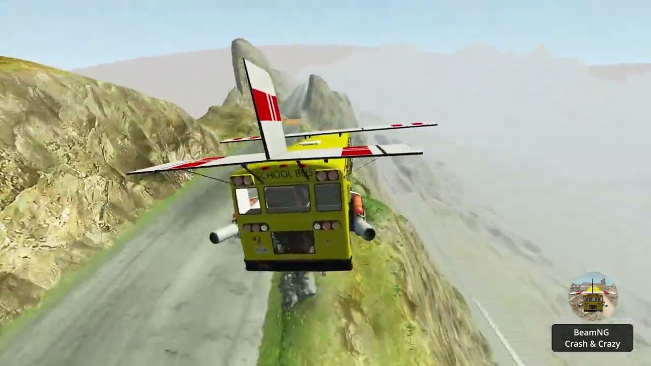 Flying School Bus vs Downhill Madness - BeamNG.drive