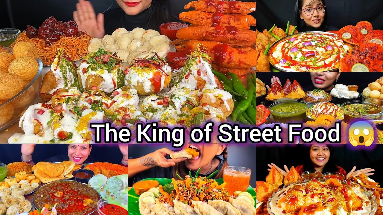 VEG INDIAN FOOD/EATING SAMOSA,ALOO TIKKI CHAAT, DAHIPURI,CHOLE BHATURE,MOMO/BIG BITES 