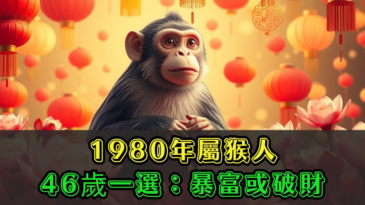 1980年屬猴人，46歲後真命現形！2026年一個選擇，決定你是暴富還是破財十年！#1980年屬猴 #庚申猴 #2026年運勢 #偏財入命 #翻身改命 #生肖猴