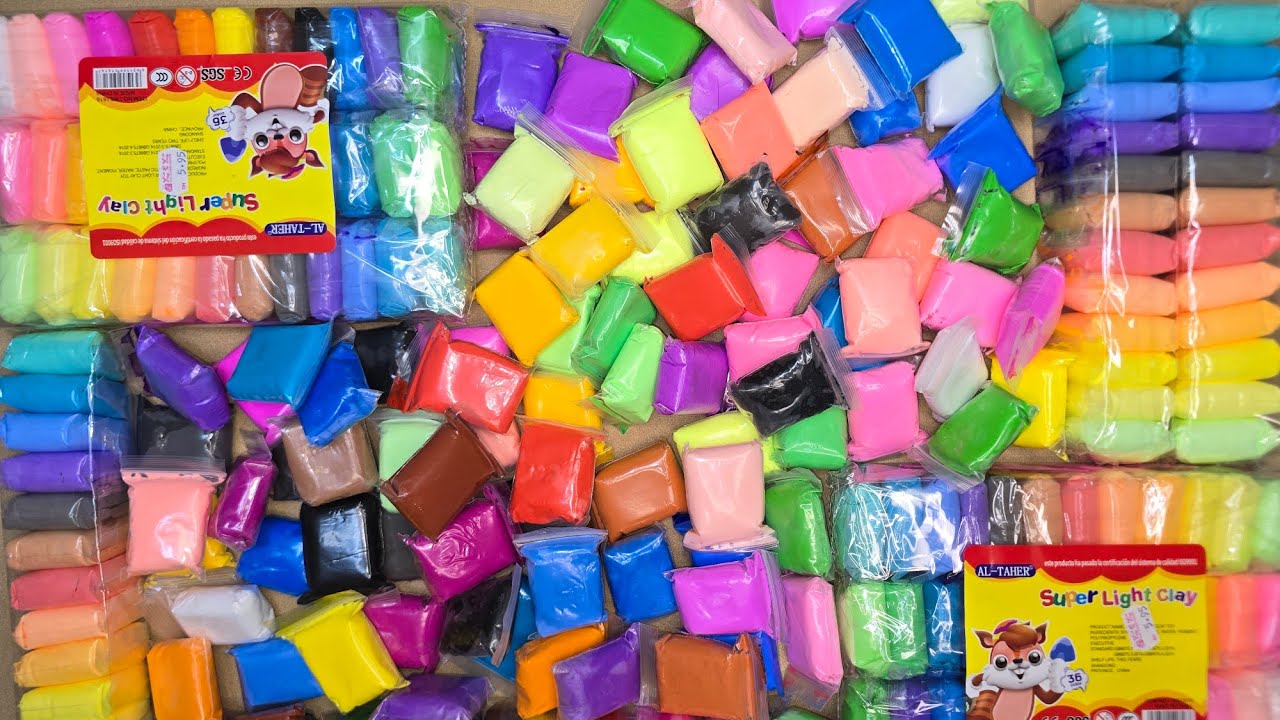 Oddly Satisfying Mega Rainbow Clay Unwrapping & Blending