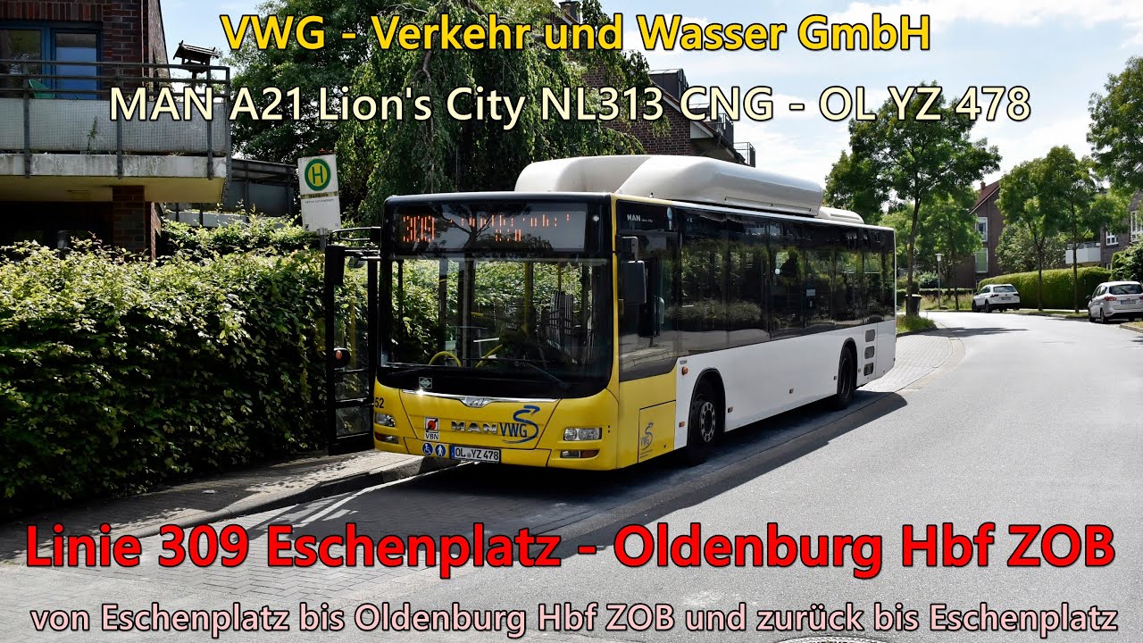 [Sound] Bus MAN A21 Lion's City NL313 CNG von VWG - Verkehr und Wasser GmbH - OL YZ 478 (Voith)