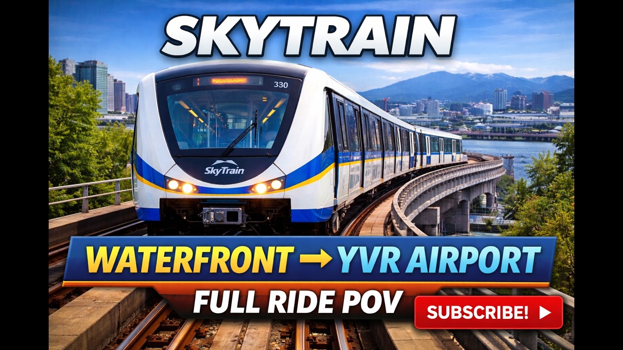 SkyTrain Front View Ride | Waterfront YVR Airport | Vancouver Canada Line Full Journey