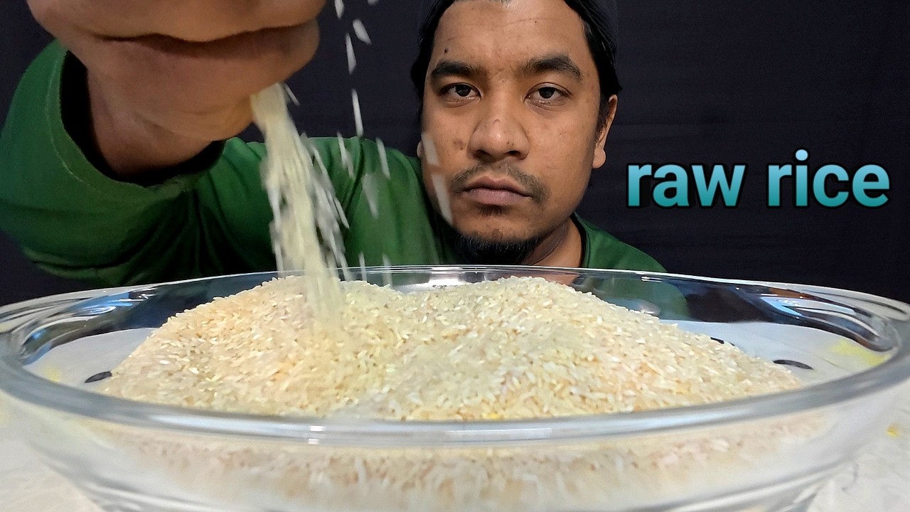 HARD RAW RICE MUKBANG WITH HAND | RAW RICE EATING LOVERS | RAW RICE EATING ASMR | EATING VIDEOS