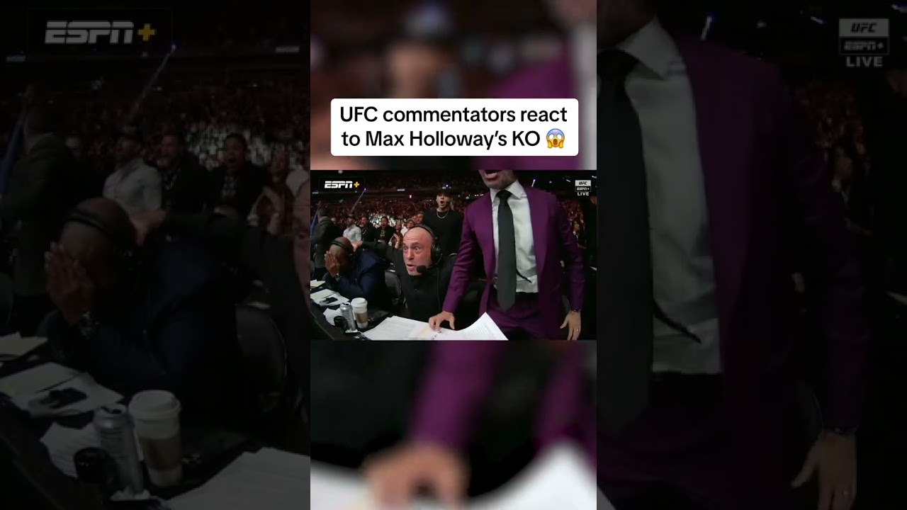 The commentators react to Holloway&rsquo;s KO 😱 #UFC300