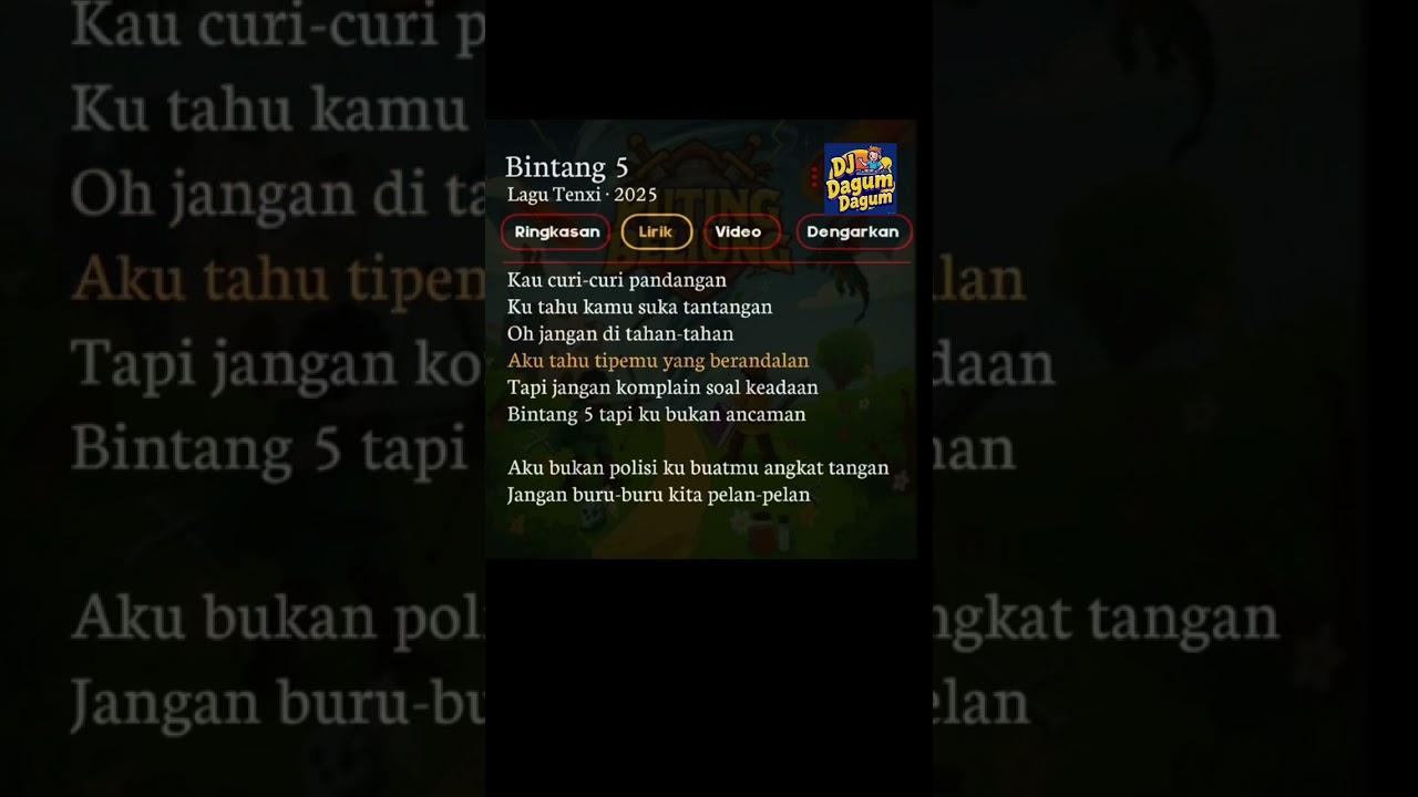 Lirik Viral Tiktok. Bintang 5 Kau Curi Curi Pandangan #trending #liriklaguindo #liriklagu #viral